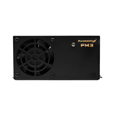 Black PowerMax PM3 65 Amp RV Power Converter - Back View Showing Cooling Fan | United RV Parts