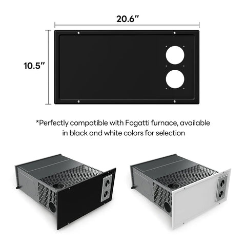 Fogatti RV Furnace Black White Faceplate Options - 20.6x10.5 inch Compatible Cover Plate Detail | United RV Parts