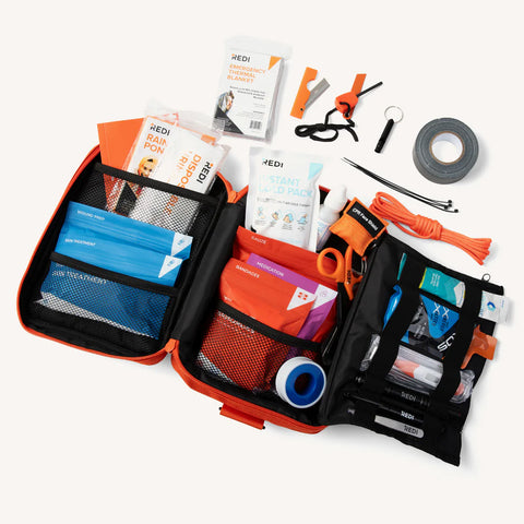 Red Fabric Emergency Kit - Fully Opened | United RV Parts