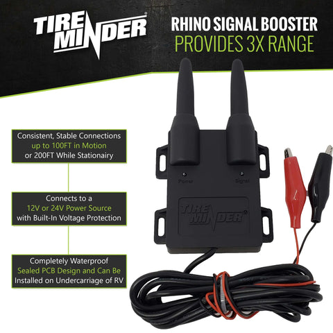 TireMinder Rhino Signal Booster 3X Range Extension with Features Diagram | United RV Parts