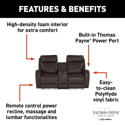 Thomas Payne Seismic Theater Seating Features and Benefits Diagram - Product Info | United RV Parts