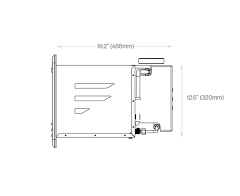 Furrion FWH09A Water Heater Technical Dimensions Diagram - 19.2 x 12.6 Inch | United RV Parts
