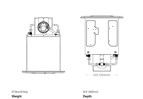 Furrion Tankless Water Heater Specifications - 27.5lbs Weight 19.2 Inch Depth | United RV Parts