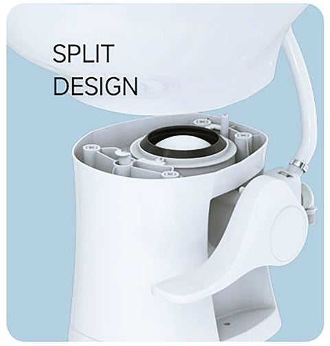Seaflo | Inodoro residencial de altura para autocaravanas | SFRTCH-02-01 | Taza de cerámica alargada | Pedal | Blanco