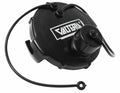 Black Valterra RV Waste Valve Cap 3" with Hose Connection - Angled View | United RV Parts