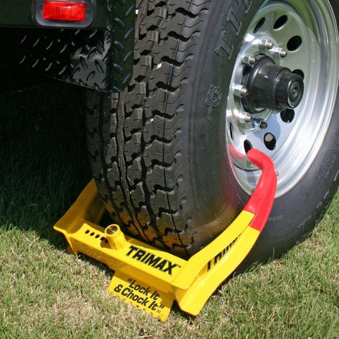 Trimax TCL75 Wheel Chock Lock - Installed on Trailer Tire | United RV Parts