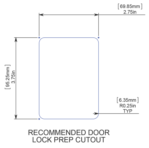RV Door Lock Installation Template - Cutout Dimensions | United RV Parts