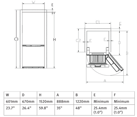 InVision RV Refrigerator 180-4562 - Installation Dimensions Diagram | United RV Parts