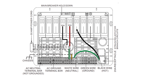 WFCO WF-7925-S AC Distribution Panel - Technical Wiring Diagram | United RV Parts
