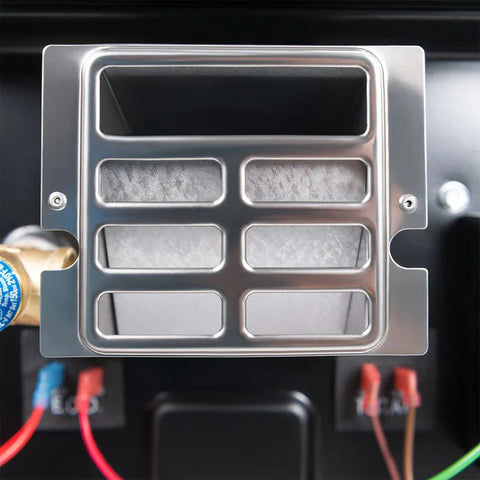 Stainless Steel RV Water Heater Control Panel - Front Close-up View | United RV Parts