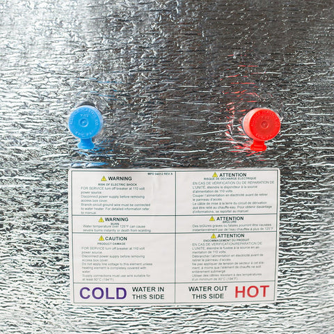 Silver Water Heater Tank Label - Warning and Connection Guide | United RV Parts