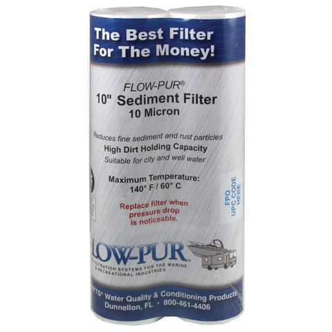 Flow-Pur 10 Inch Sediment Filter Twin Pack - Front Package View | United RV Parts