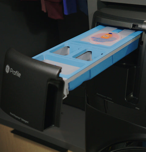 Blue Smart Dispenser Drawer with Detergent and Softener Compartments - Open View | United RV Parts