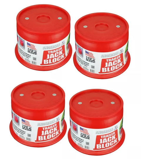 Red Andersen Trailer Jack Block 3608-4 Four Pack Bundle - Top View | United RV Parts