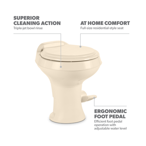Bone Dometic 300 RV Toilet - Feature Callouts Diagram | United RV Parts