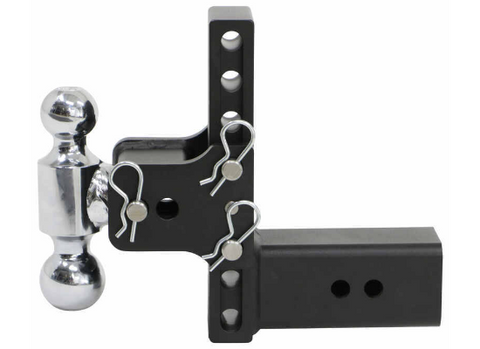 Black B&W Adjustable Ball Mount with Hitch Pin Chains - Left Side View | United RV Parts