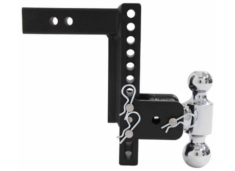 Black B&W Dual Ball Hitch Mount 9 Drop - Side Profile View | United RV Parts
