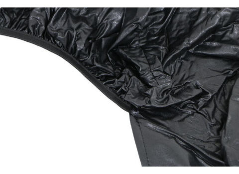Black Vinyl RV Triple Axle Tire Cover - Elastic Edge and Seam Close-Up Detail | United RV Parts