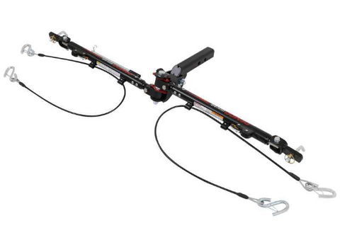 Demco Excali-Bar 3 Tow Bar Arms Extended with Safety Cables - Overhead View | United RV Parts