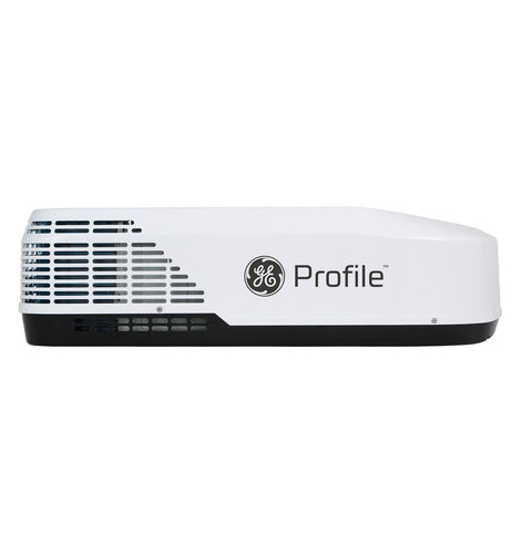 White GE Profile PLCS13XAHW Low Profile RV AC Unit Showing Vent Grille Detail - Side View | United RV Parts