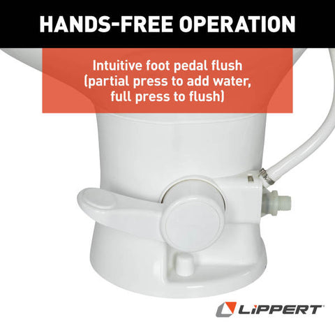 Lippert Flow Max RV Toilet Foot Pedal Operation Detail | United RV Parts