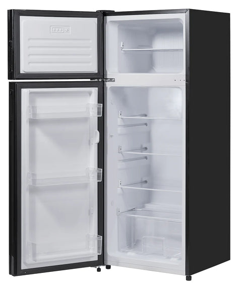 Black InVision RV Refrigerator Interior - Doors Open View | United RV Parts