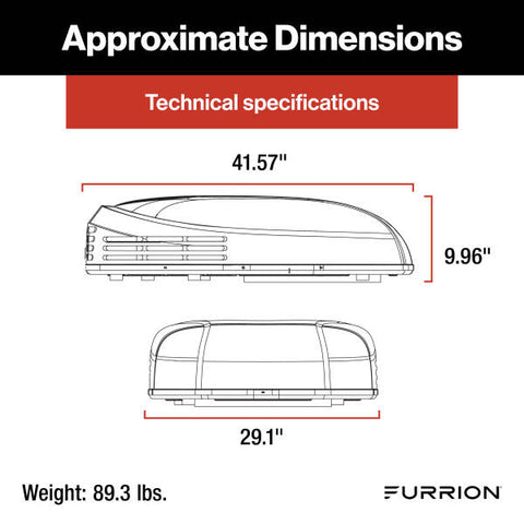 Furrion Chill HE RV Air Conditioner Dimensions - 41.57x29.1x9.96 in, 89.3 lbs | United RV Parts