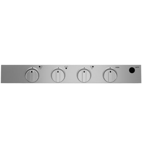 Stainless Steel GE Profile RV Drop-In Gas Range Control Panel with 4 Burner Knobs - Front Detail | United RV Parts