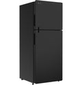 Black GE Profile 12V DC Top Freezer Refrigerator - Side Angle View | United RV Parts