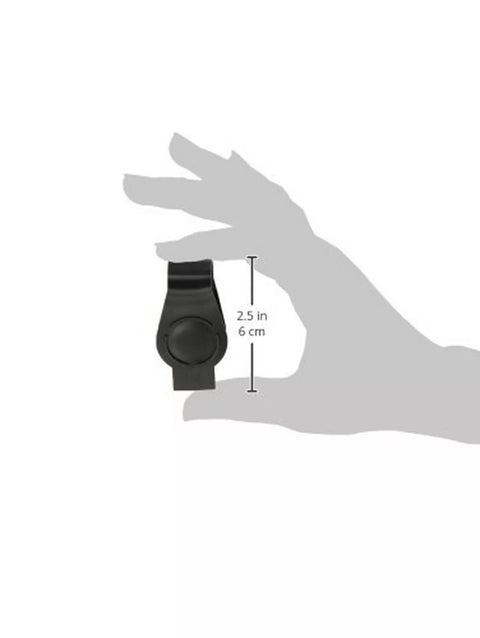 Black RV Water Inlet Plug with Strap - Size Reference 2.5 Inch Hand Scale View | United RV Parts