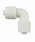 White Flair-It 3/8" PEX Elbow Coupler 06815 - Side Angle Close-Up | United RV Parts