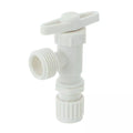 White Plastic Flair-It Washing Machine Valve 06887 - Side Angle View | United RV Parts