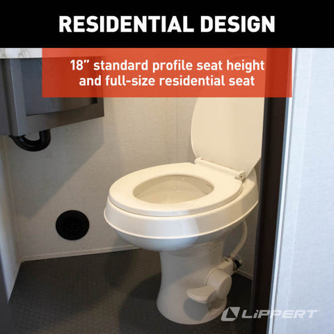 Lippert Flow Max RV Toilet Residential Design Features in RV Bathroom | United RV Parts