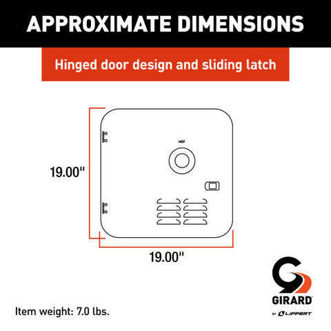 Girard Water Heater Door Dimensions Diagram - 19x19 Inches | United RV Parts