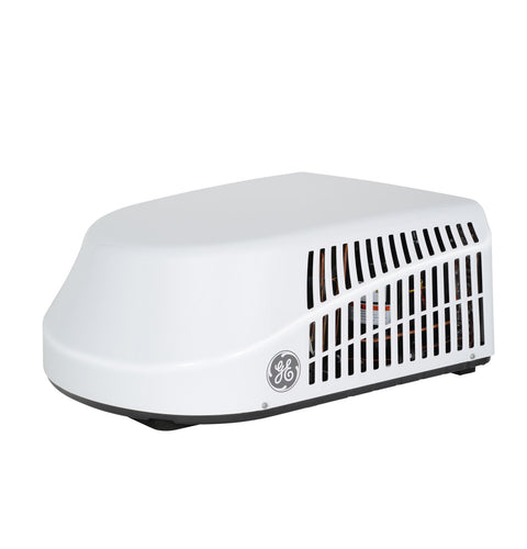 White GE High Efficiency RV Heat Pump Air Conditioner - Side Angle View | United RV Parts