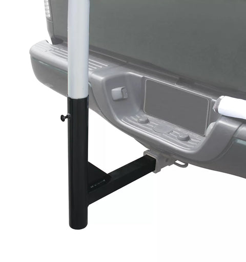 Black Steel Hitch-Mount Flag Pole Holder Installed on Vehicle Hitch Receiver | United RV Parts