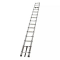 Silver Aluminum Lippert On-The-Go 14'6" Telescopic Ladder - Full Extended Side View | United RV Parts