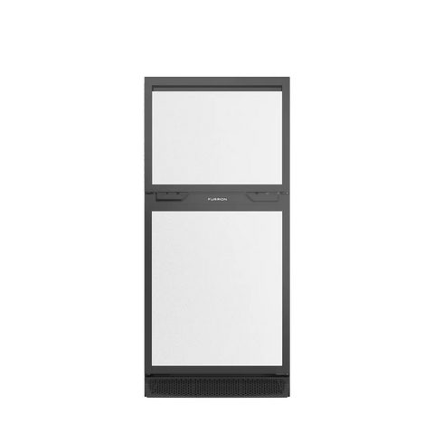Furrion Arctic® 12 Volt RV Refrigerator FCR08DCGTA-BL 8 Cu Ft Black Body Silver Panels - Front View | United RV Parts