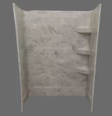 Specialty Recreation SW2440GT Brown Travertine RV Shower Wall 24x40x66 with Corner Shelves - Front View | United RV Parts