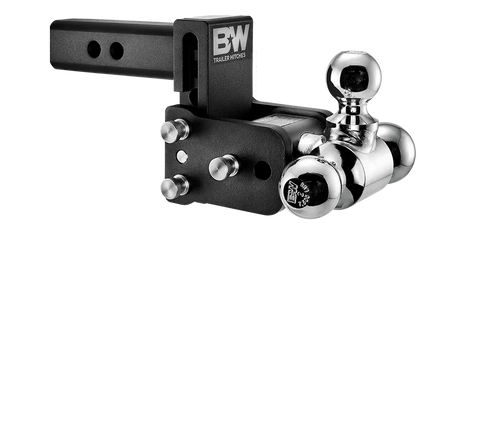 B&W TS10047B Black Tri Ball Hitch Mount 3 Inch Drop - Side Angle View | United RV Parts
